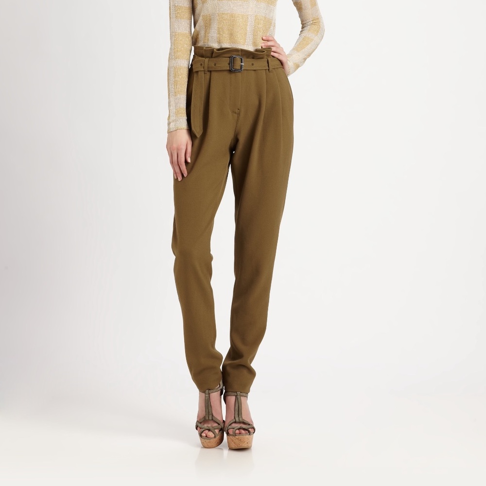 Burberry London Paperbag Waist Pants Olive Green 6